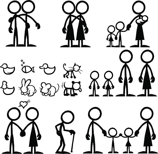 Stick Figure People Family Decal vector art illustration