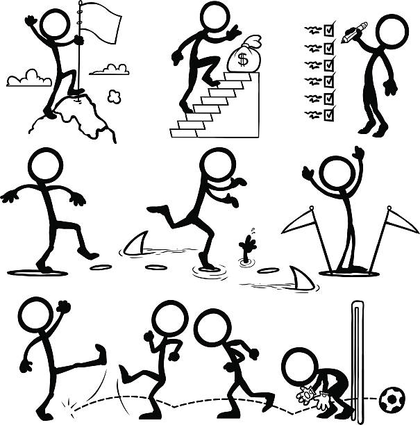 Stick Figure People Goal vector art illustration