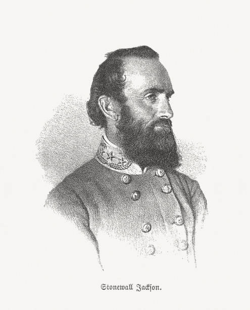 stonewall jackson (1824-1863) – generał konfederatów podczas wojny secesyjnej - stonewall jackson stock illustrations