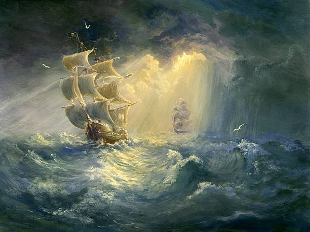 Stormy Sea Painting. A canvas, oil, my own artwork. galleon stock illustrations