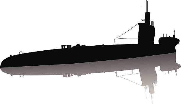 Submarine "Soviet M-class ""Malyutka"" submarine  illustration (color and black&white) . Separate layersSL" destroyer stock illustrations