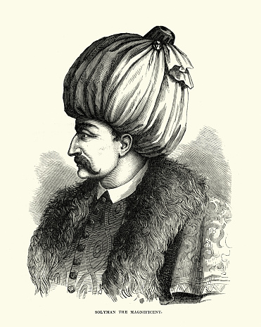 Kanuni Sultan Suleyman Muhtesem Osmanli Sultani Stok Vektor Sanati Antika Nin Daha Fazla Gorseli Istock