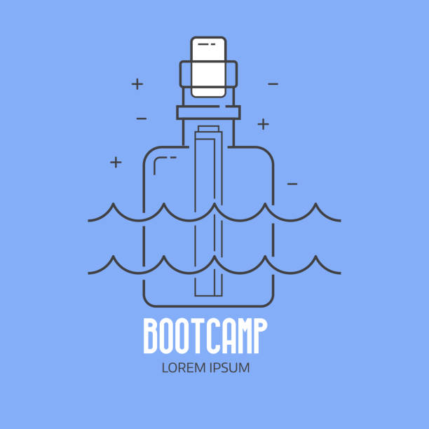 stockillustraties, clipart, cartoons en iconen met zomer strand bootcamp embleem - bootcamp