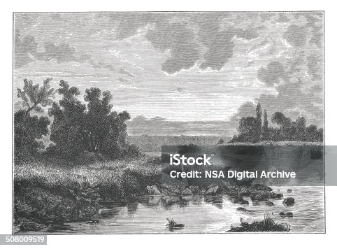istock Sunset (antique engraving after drawing by M. Francais) 508009519