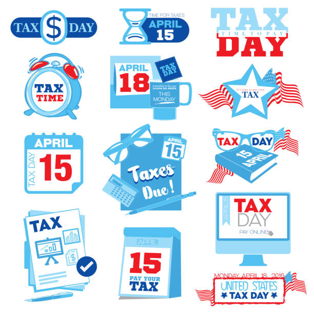 налоговый день - tax day icon stock illustrations.