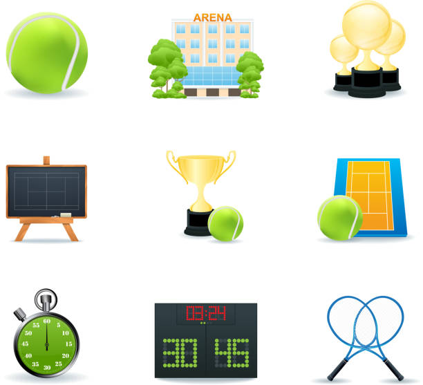 Tennis icons vector art illustration