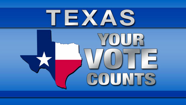 ilustraciones, imágenes clip art, dibujos animados e iconos de stock de texas your vote counts con la bandera estatal y el mapa - uvalde