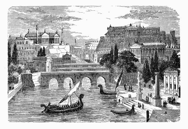 bildbanksillustrationer, clip art samt tecknat material och ikoner med det antika rom, visuella återuppbyggnad - bridge sight