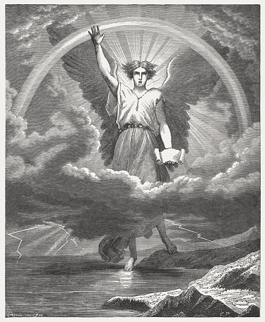 The Angel With The Little Scroll Published 1886 Stock Illustration ...