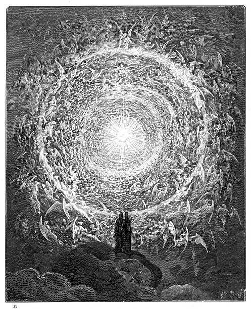 stockillustraties, clipart, cartoons en iconen met the circle of angels paradiso 1870 - dante alighieri
