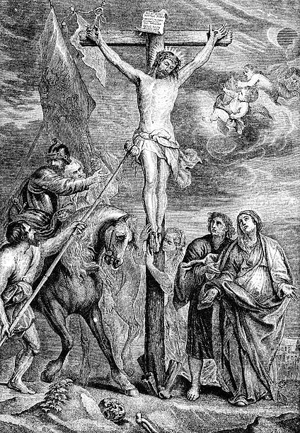 The Crucifixion of Jesus Christ  drawing of the good friday stock illustrations