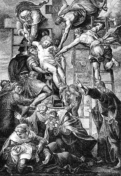 The Crucifixion of Jesus Christ  drawing of the good friday stock illustrations