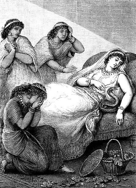 stockillustraties, clipart, cartoons en iconen met the death of cleopatra - cleopatra