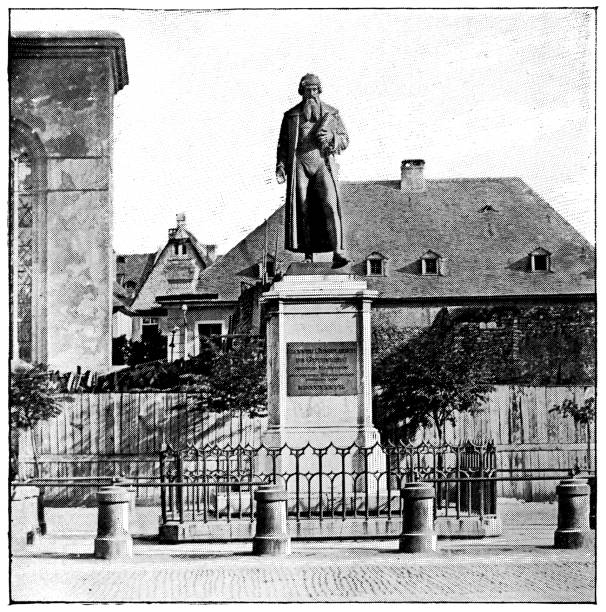 the gutenberg monument statue by bertel thorvaldsen in mainz, germany - 19th century - sainz 幅插畫檔、美工圖案、卡通及圖標