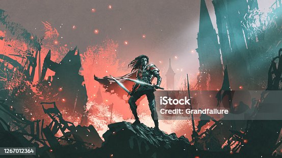 istock The knight with twin swords 1267012364