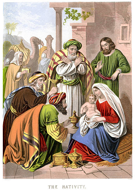 the nativity - mimari illüstrasyonlar stock illustrations
