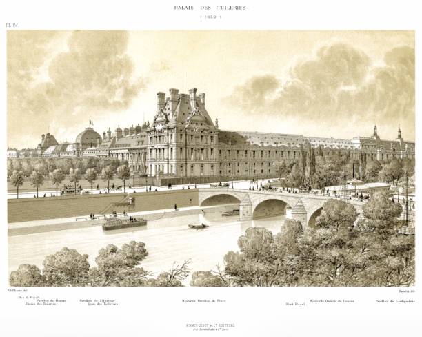 illustrazioni stock, clip art, cartoni animati e icone di tendenza di il palais des tuileries nel 1869. da parigi fino ai secoli 1875 - eitan