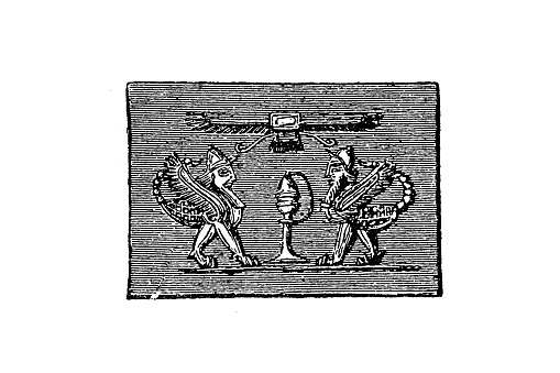 Illustration of the scorpion men, after the depiction of a Babylonian seal cylinder
