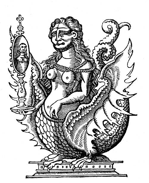 The Siren The Siren, token of Gerard Morrhy, Printer at Paris, 1551 monster fictional character photos stock illustrations