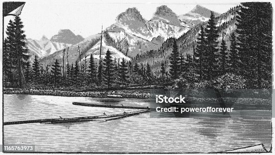 istock The Three Sisters Mountains in the Canadian Rockies of Alberta, Canada - 19th Century 1165763973