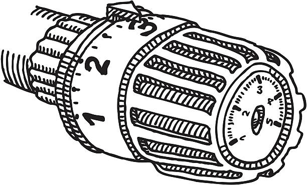 терморегулятор чертеж - clip art of a thermostats stock illustrations.