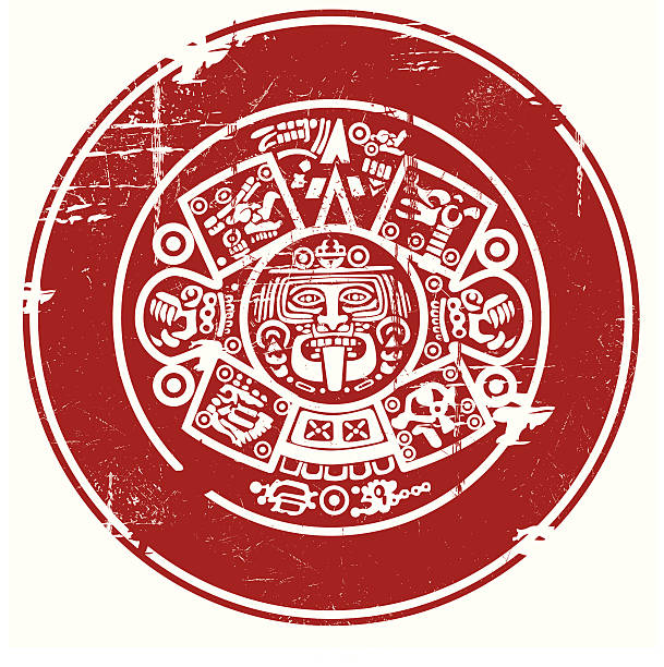 This is for thepeopleofthesun Stylized Aztec calendar from Mexican Peso aztec civilization stock illustrations