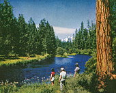 istock Three People by a Lake in the Wilderness 1328219722