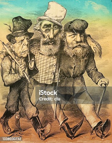 istock Three politicians walking and looking for new regions to collect taxes 1338030732