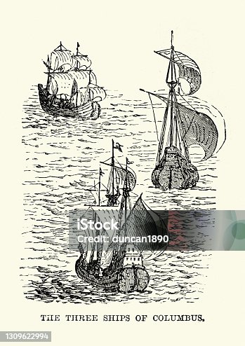 istock Three ships of Christopher Columbus, Santa María, Nina and the Pinta 1309622994