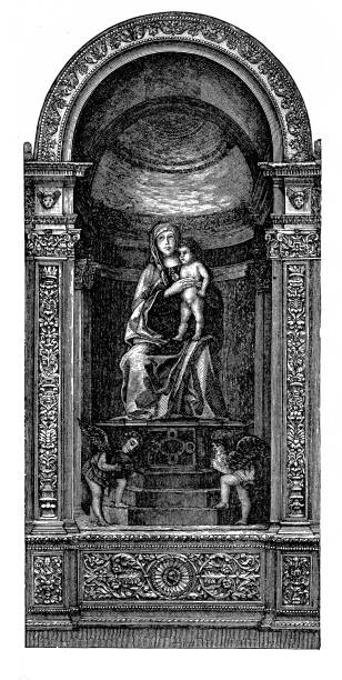 마돈나의 왕좌 - madonna stock illustrations