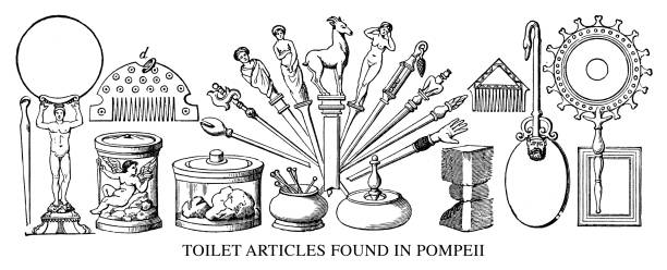 illustrazioni stock, clip art, cartoni animati e icone di tendenza di articoli igienici trovati a pompei - pompei