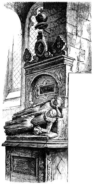 bildbanksillustrationer, clip art samt tecknat material och ikoner med dame agnes saunders grav på st etheldreda's church i hatfield, england - 1800-talet - hatfield