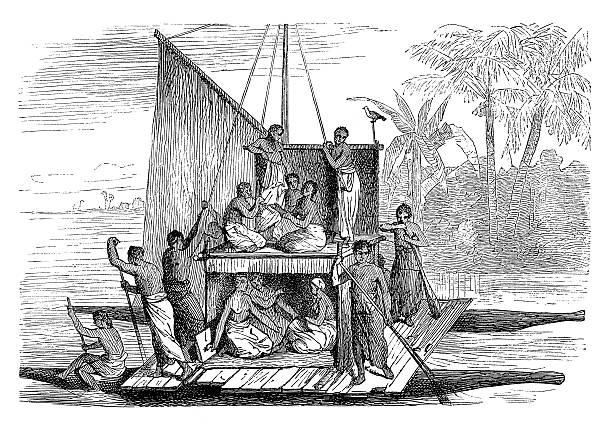 ilustrações, clipart, desenhos animados e ícones de tonganês navio (aviso de madeira antigo) - tonga