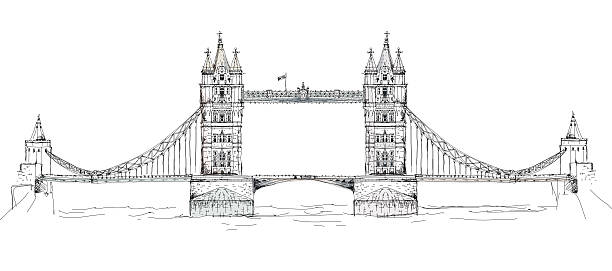 bildbanksillustrationer, clip art samt tecknat material och ikoner med tower bridge, london. sketch collection - bridge sight