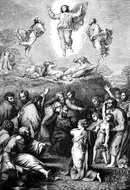 Transfiguration of Christ  easter sunday stock illustrations