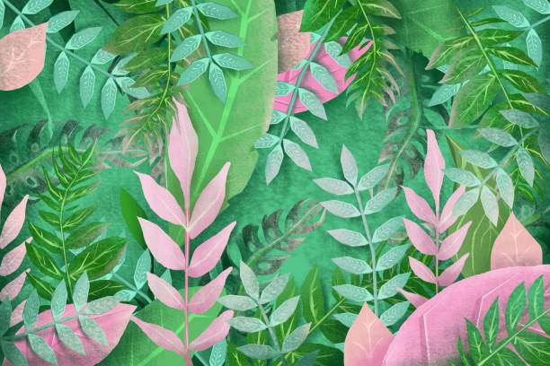 illustrazioni stock, clip art, cartoni animati e icone di tendenza di sfondo floreale tropicale 3d - stankovic