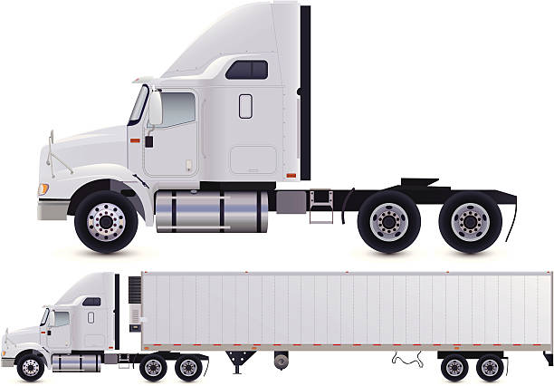Truck Side view of a semi-truck. semi truck side view stock illustrations