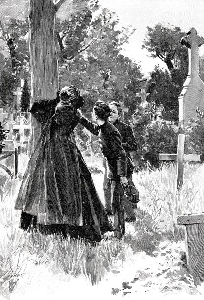 Sketch of 19th Century Mourners to illustrate the grief in losing Mary Ellen Hornor to death