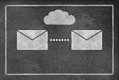 istock Two Envelopes with cloud symbol on Blackboard 482577288