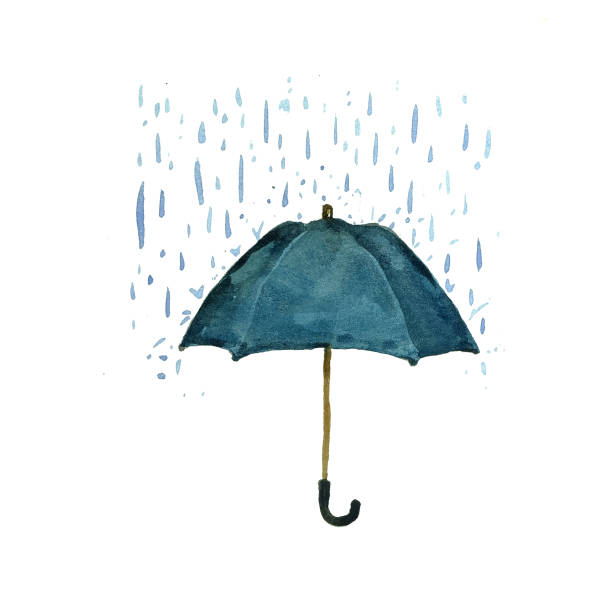 umbrella protection the rain vector art illustration