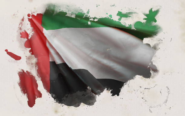 阿拉伯聯合大公國國旗，阿聯酋民族色彩背景[3d渲染] - uae flag 幅插畫檔、美工圖案、卡通及圖標