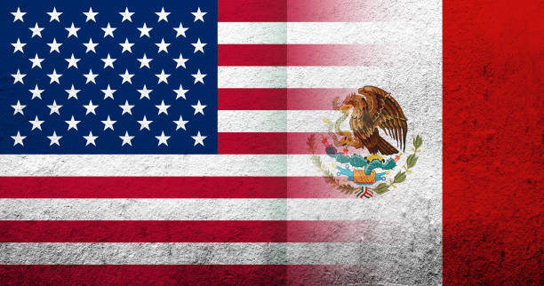 멕시코 국기와 미국의 미국 (미국) 국기. 그런지 배경 - progress pride flag stock illustrations