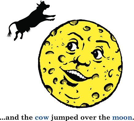 A vector cow jumping the moon.