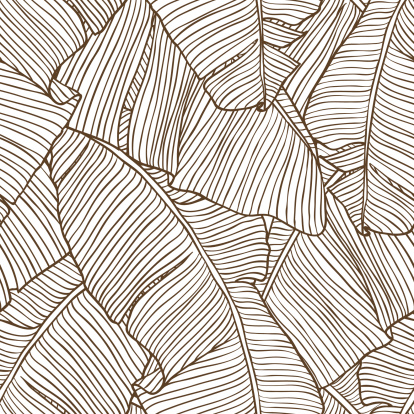 Vector illustration leaves of palm tree. Seamless pattern.