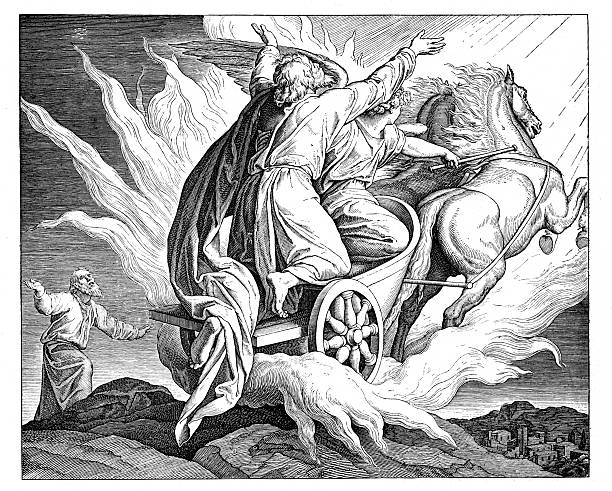 Victorian bible illustration The translation of Elijah vector art illustration