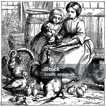 istock Victorian mother and daughter with poultry 470454641