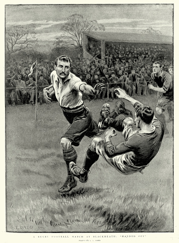 Victorian Rugby Football Match At Blackheath 1897 Stock Victorian Rugby Football Match At Blackheath 1897 Stock