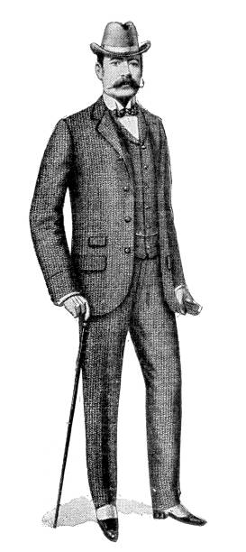 Victorian Tweed Suit Vintage engraving of a man wear a Tweed Suit from the late victorian early edwardian period. 19th century illustrations stock illustrations