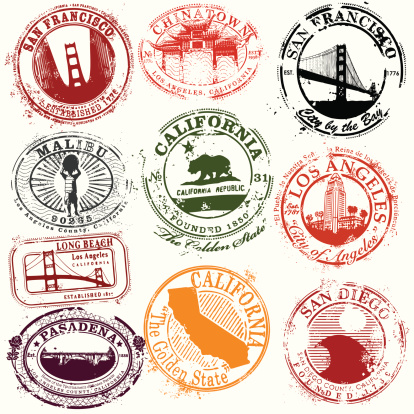 Vintage California Travel Stamps