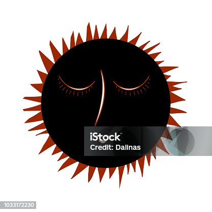 istock Vintage Eclipse hand drawn with rays. 1033172230